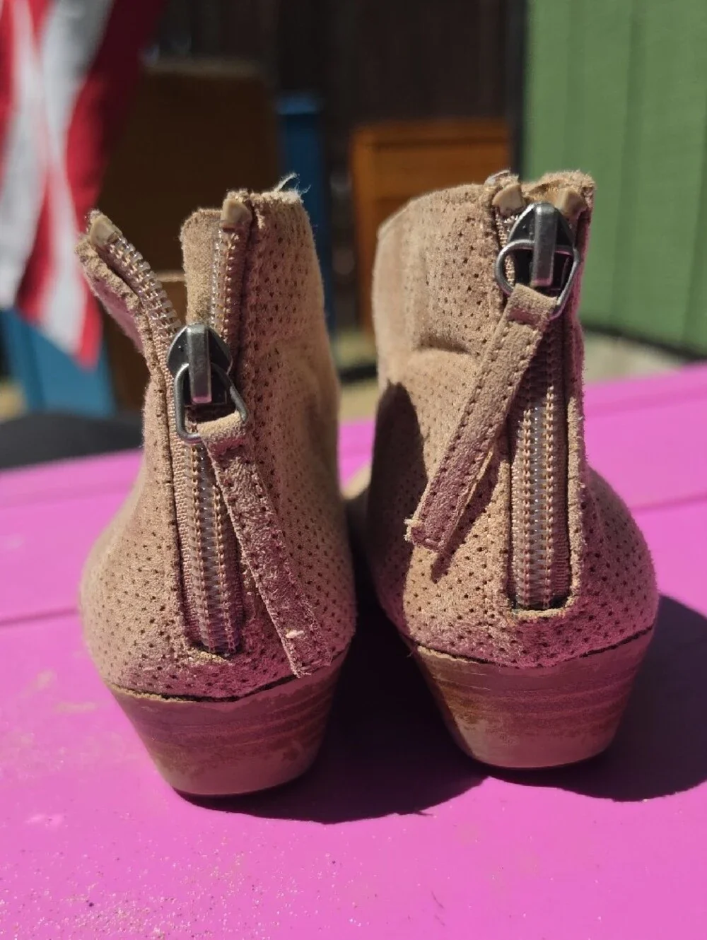 Kids Suede Ankle Boots in Light Taupe